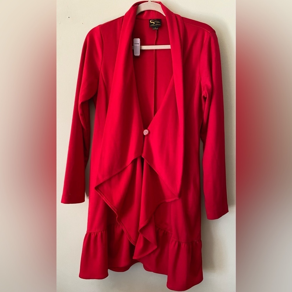 Serena Williams Red Jacket with Shawl Collar M